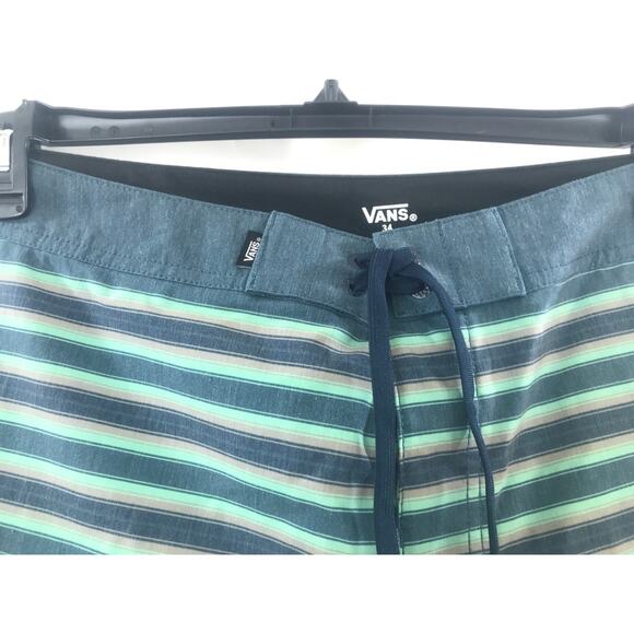 Men's Vans Four-Way Stretch green tan Striped Board Shorts 34 New - Picture 2 of 8